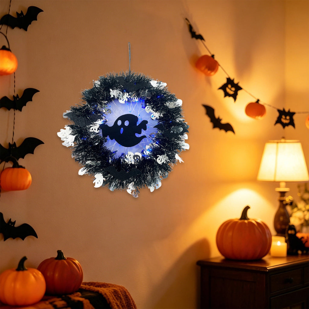 Hotyverty Halloween Wreath for Front Door, 13.77 Inch, Skull With Black Bow Wreath Halloween Decorations For Covered Outdoor Door & Farmhouse Gothic Home Ornament