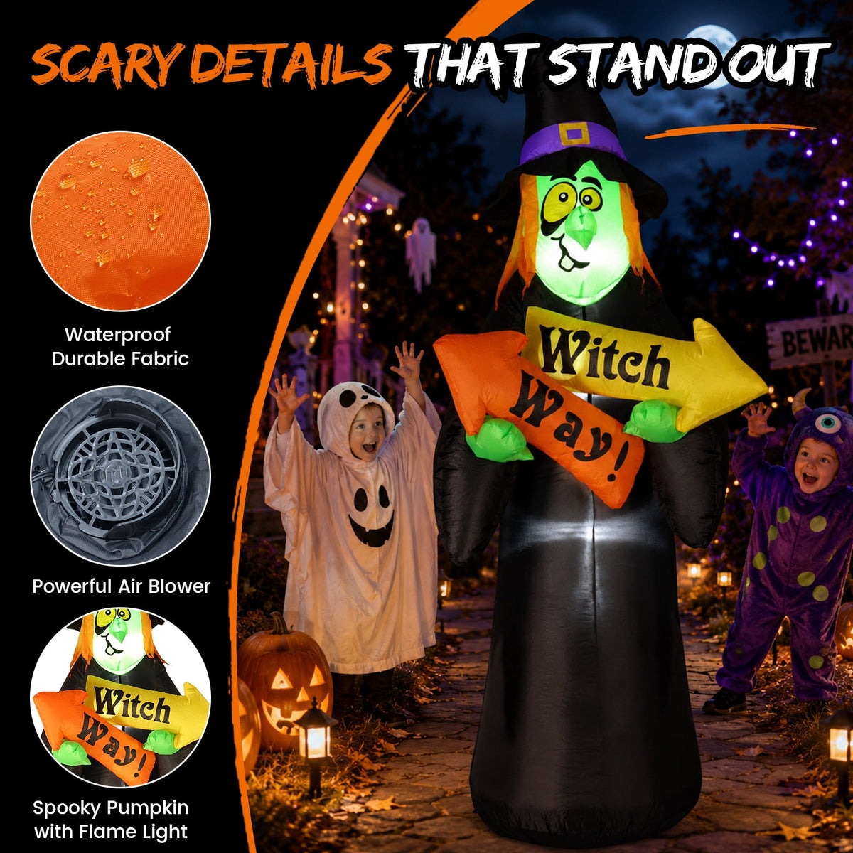 6FT Halloween Inflatable Ghost Pumpkin Decorations with LED Lights, 3 Ghosts Inflatable Yard Decorations for Outdoor Lawn Garden Porch Indoor Party Decorations