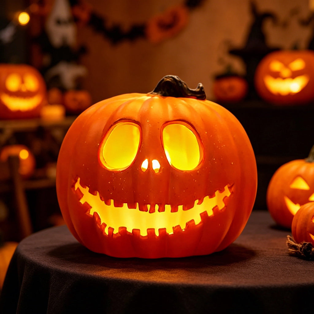 LEFXSMR Pumpkin Light, Glowing Large Plastic Pumpkin Decor with Led Lights, Waterproof Halloween Light for Yard Garden Outdoor Indoor Decor