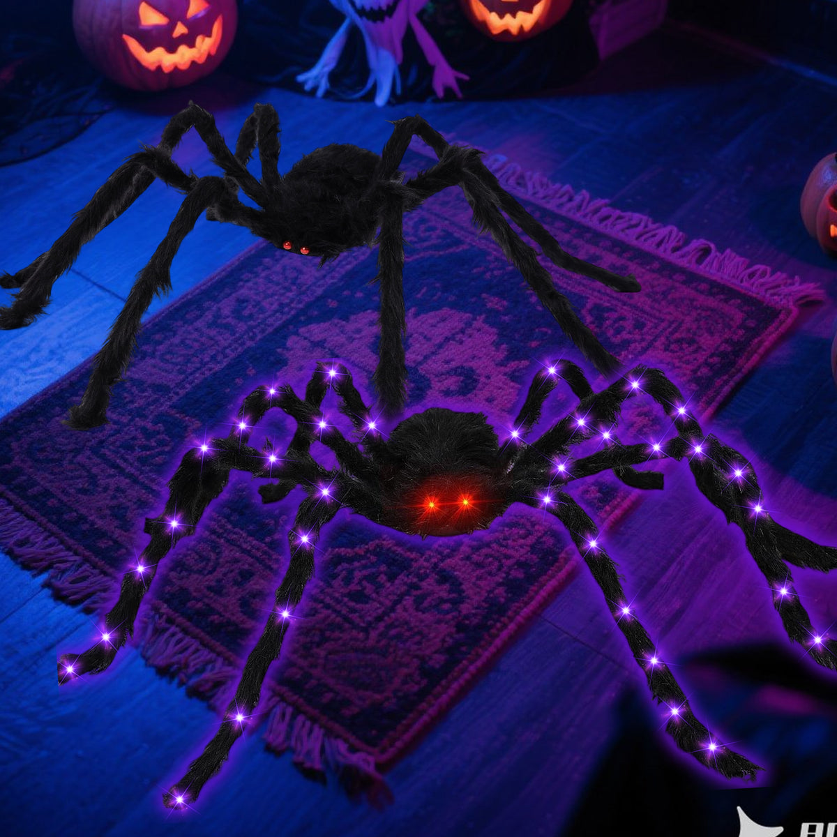 Halloween Outdoor Decoration, 250 LED Halloween Spider Light with 197'' Giant Spiderweb Artificial Spider Halloween Outdoor Decorations with Remote Control for Halloween Party Decor Yard, Garden, Hau