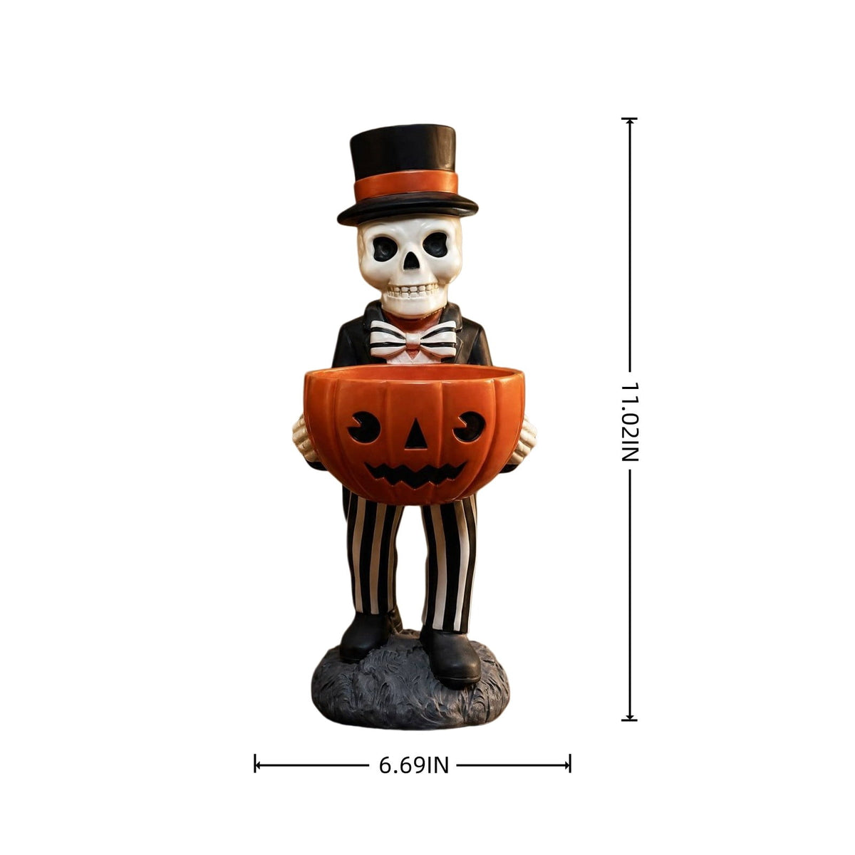 Halloween Decoration Ghost Figurine 11in Resin Ghost Statues with Pumpkin Candy Bowl for Outdoor Indoor Front Door, Porch Yard Lawn Party Decor