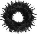 16" Black Feather Wreath Halloween Wreath Handmade Black Wreath for Front Door Porch Mantel Fireplace Window Wall Indoor Outdoor Halloween Christmas Winter Birthday Decoration