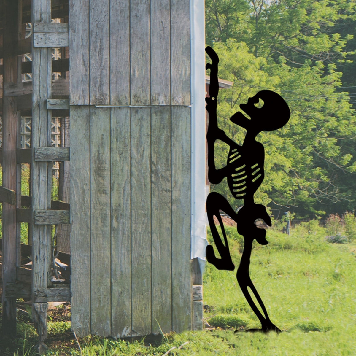 Halloween Metal Stakes Outdoor Decor Black Skeleton Silhouette Yard Decorations 14.57'' Spooky Skull Lawn Stakes for Halloween Garden Patio Pathway Autumn Decorative Stakes