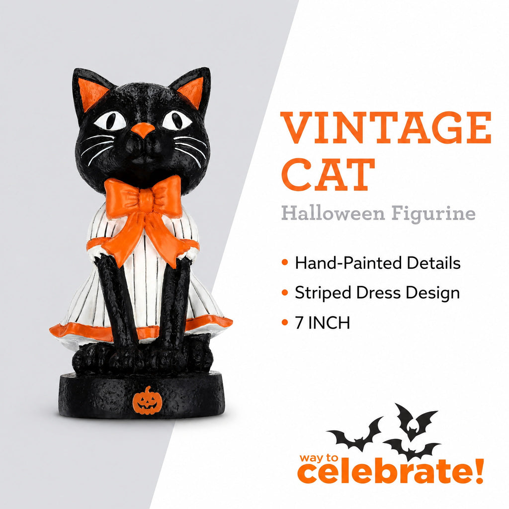 Resin Vintage Cat Decoration, Multicolor, 8.7", Halloween by Way To Celebrate