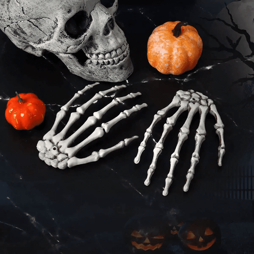 2Pcs Skeleton Hands Halloween Fake Human Hands Plastic Skeleton Hands Props for Halloween Zombie Party Decorations
