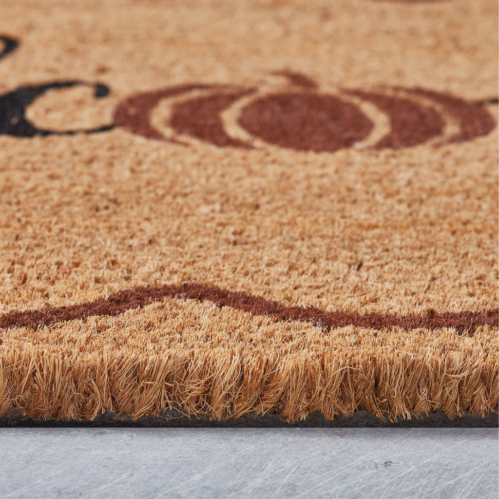 My Texas House Halloween Natural/Multicolor Pumpkin Welcome Outdoor Coir Doormat, 30" x 48"