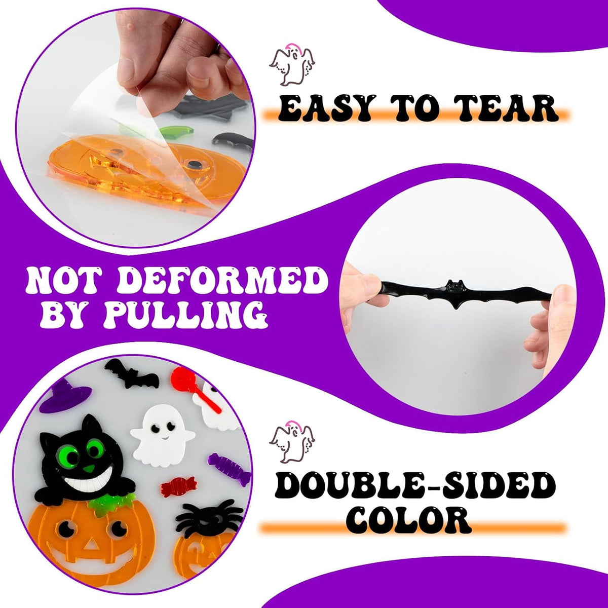5 Pcs Halloween Window Clings Gel Reusable Static Halloween Window Decorations for Office, Classroom, Fridge, Halloween Window Stickers, Vibrant Halloween Decor (Witch)