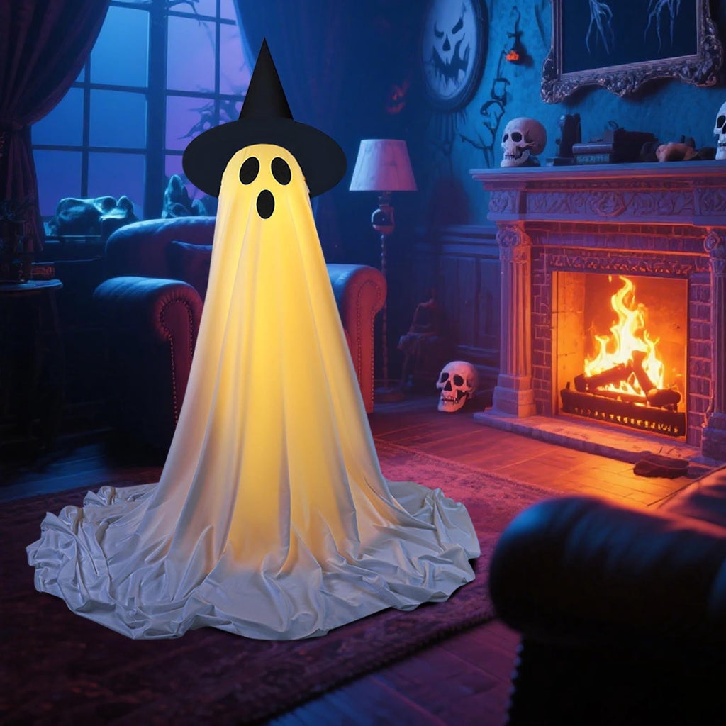Resin Halloween Ghost Figurine, 10cm Black Spooky Ghost Statue for Mantel Tabletop Centerpiece Porch Indoor Cute Halloween Decor