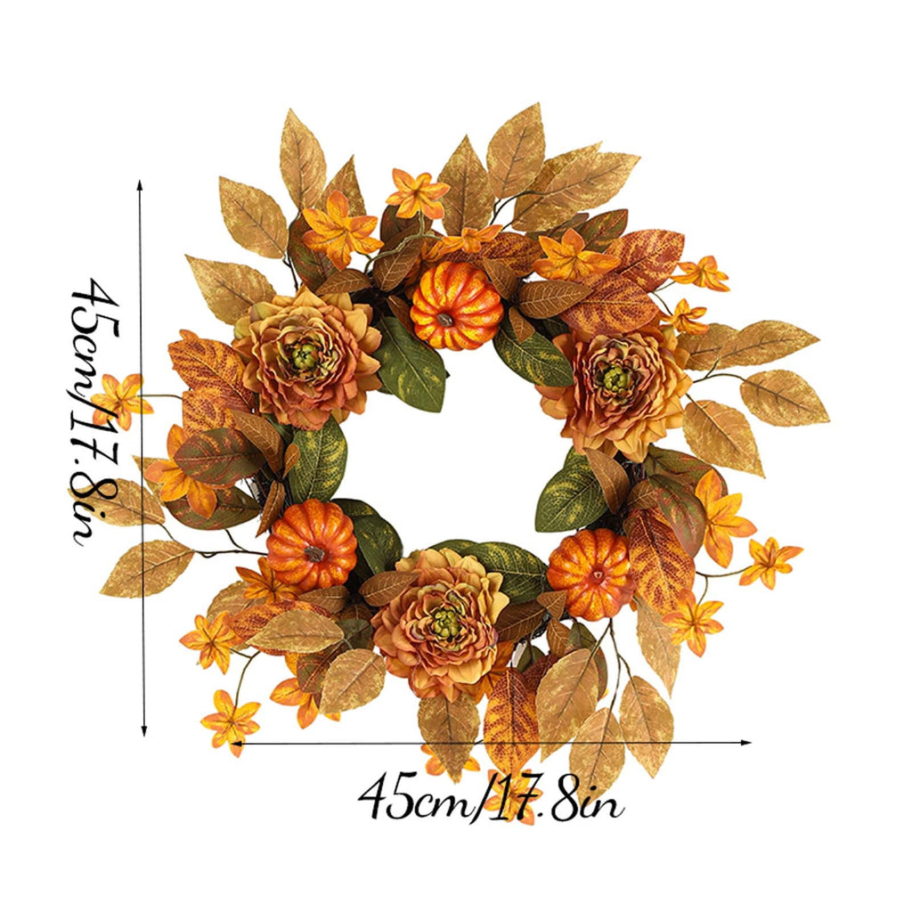 YIKA Halloween Decoration Fall Peony And Pumpkin Wreath Colorful Decorative Garland Home Decoration And Ornaments Suitable For Decoration In Multiple Scenarios F3Halloween Yard Decor