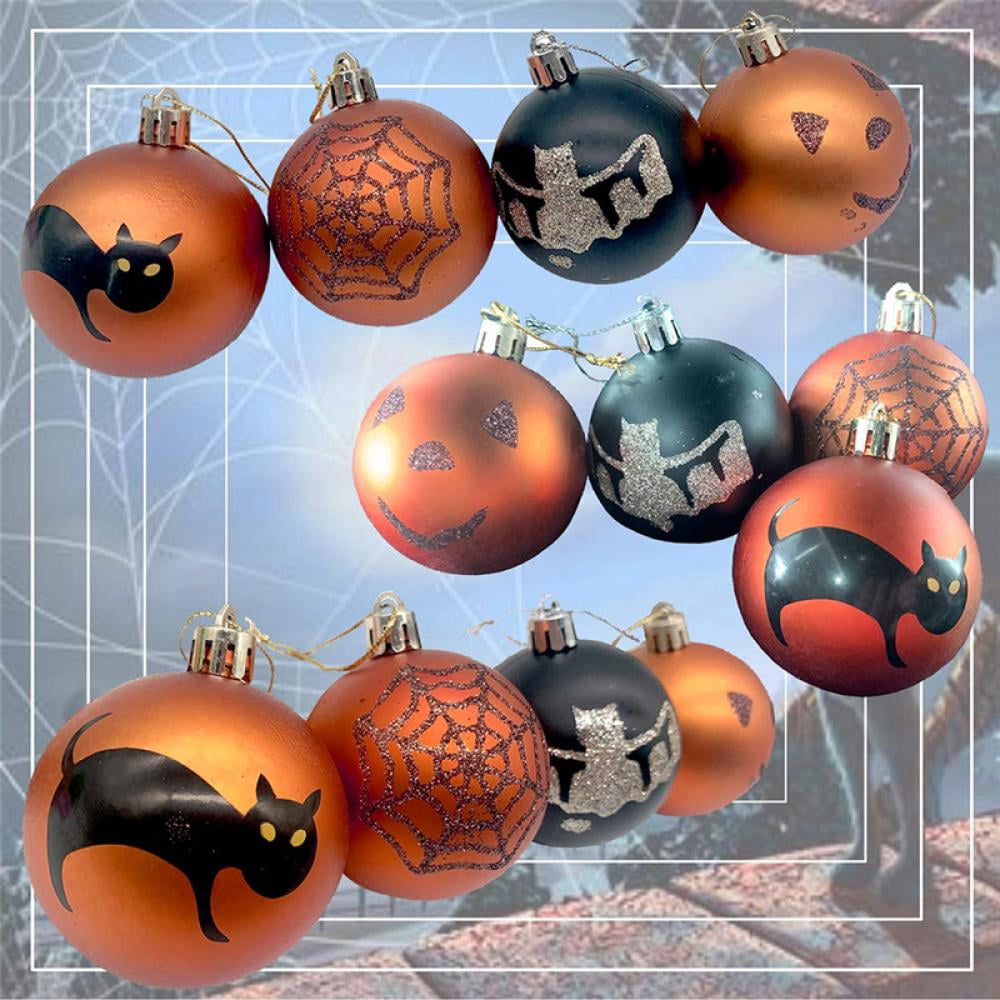 12pcs Halloween Hanging Balls Halloween Pumpkin Bat Spider Web Ball for Halloween Wreath Ornaments and Party Decoration