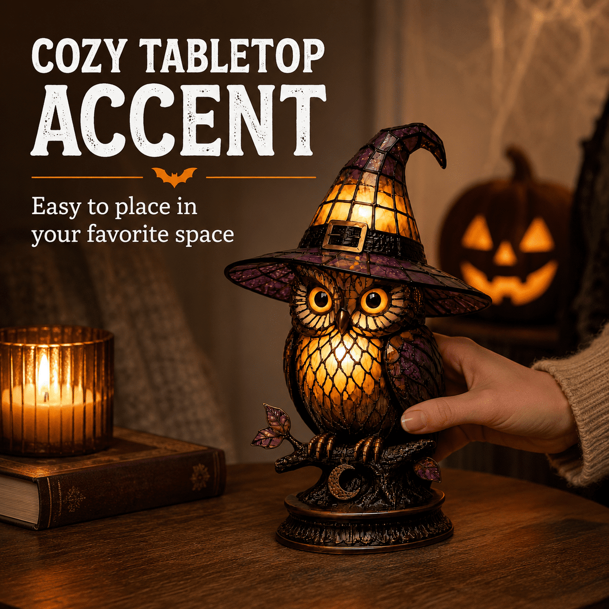 Diceymbol 11.81 Inch Halloween Ghost Night Light, Witch Hat Ghost Lamp with Jack O Lantern, Halloween Decorations Indoor for Table Mantel Party Decor