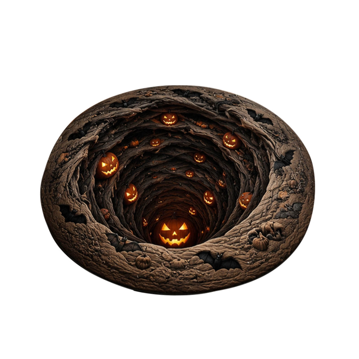 Win s Way 3D Illusion Round Halloween Rug Optical Illusion Doormat Non- Washable Entryway Decor Spooky Fall Front Door Mat for Party Decoration Available in 15.8/23.6/31.5 Inch