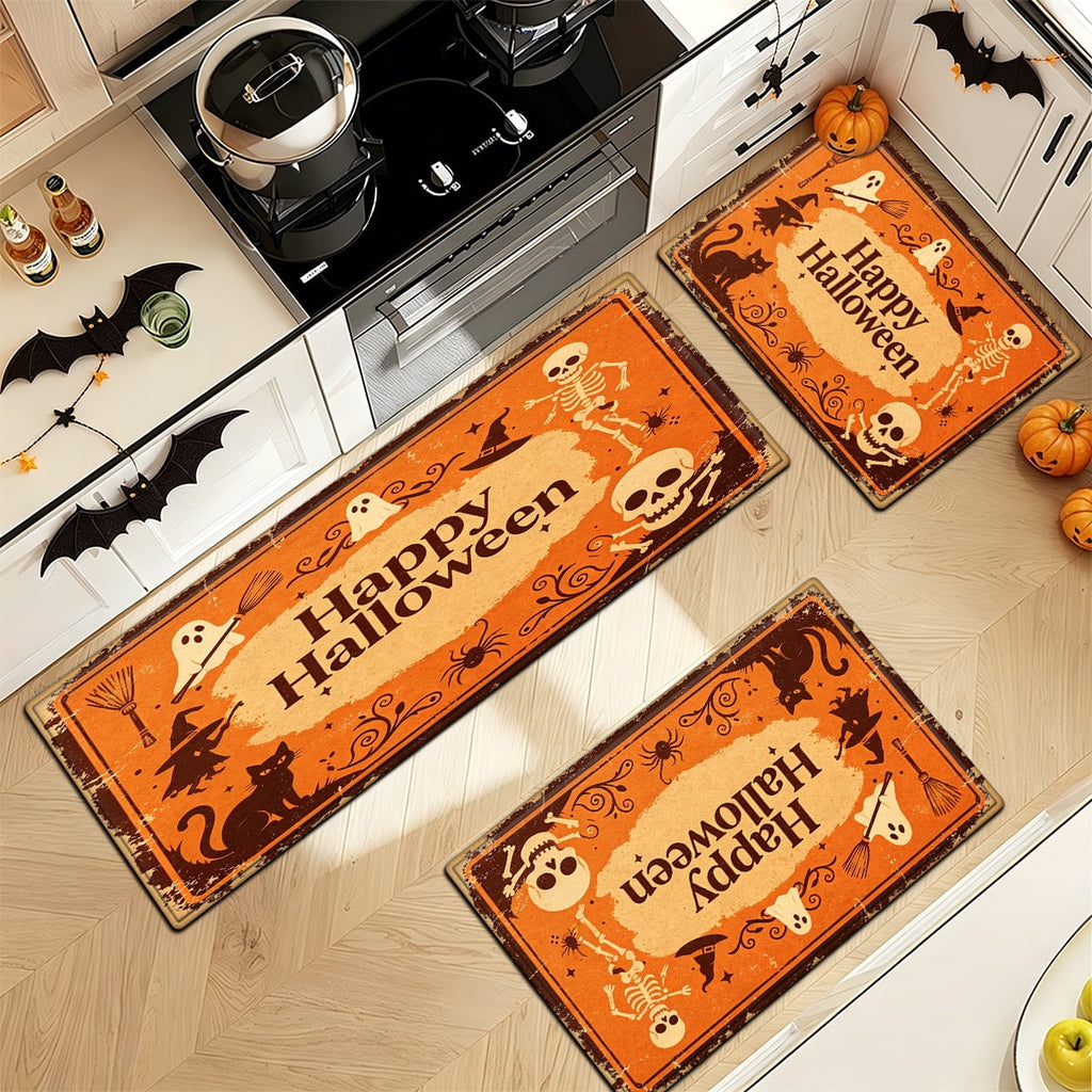 YIMEIS Halloween Orange Pumpkin Lantern Soft Non-slip 1Pc Flannel Mat and Kitchen Rugs,16''x24'',for Bathroom Entryway Bedroom