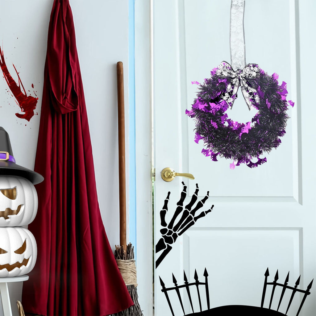 EWSFHUI Halloween Garland Wreath Decoration Halloween Decoration Pendant Home Decoration Halloween Door Wreath(Silver,11.41 * 20.27 in)