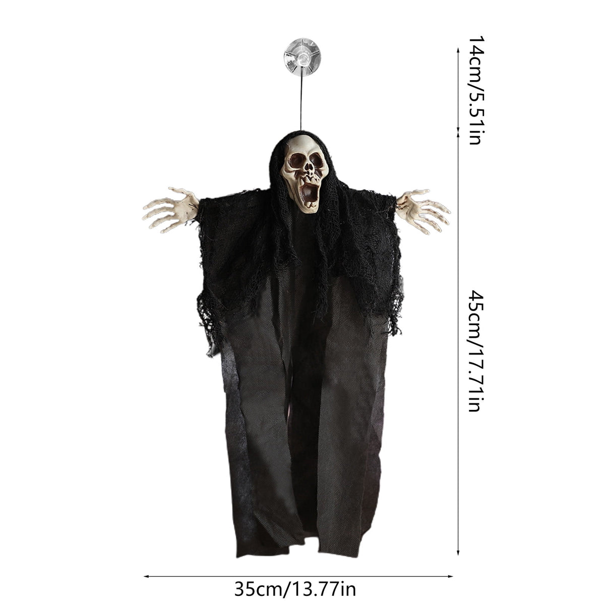 Wadada Halloween Hanging Grim Reapers, Halloween Skeleton Flying Ghosts for Halloween Outdoor Decoration, Haunted Haunted House Prop, Halloween Party Supplies Decor (17x13 Inch, With Suction Cups)
