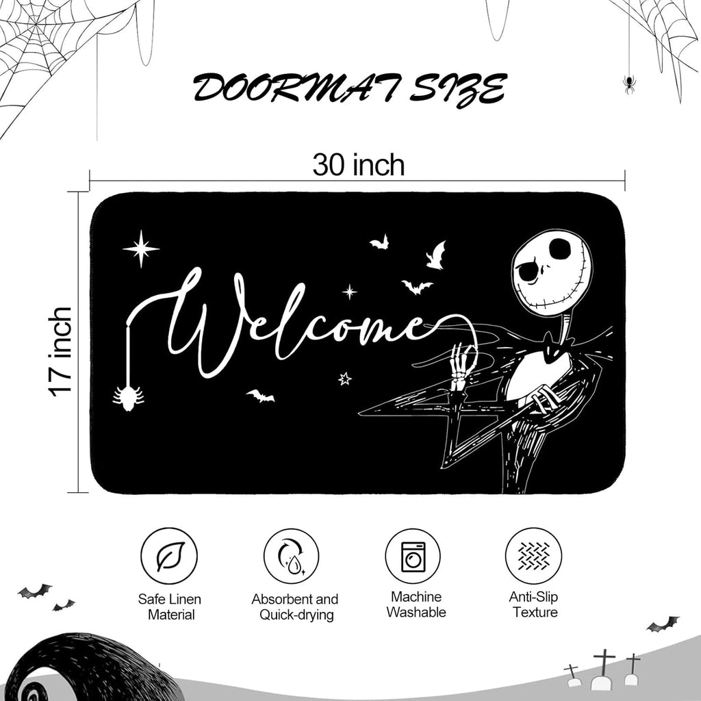 Jack Skeleton Door Mat 30x17 inch, Nightmare Christmas Welcome Doormat, Nightmare Christmas Gfits, Nightmare Christmas Decor