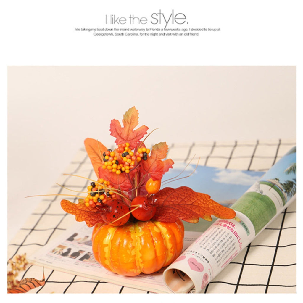 Artificial Pumpkin Outdoor Fall Decorations for Halloween & Thanksgiving, Autumn Harvest Pumpkins, Maple & Pomegranate Decor for Porch and Yard
