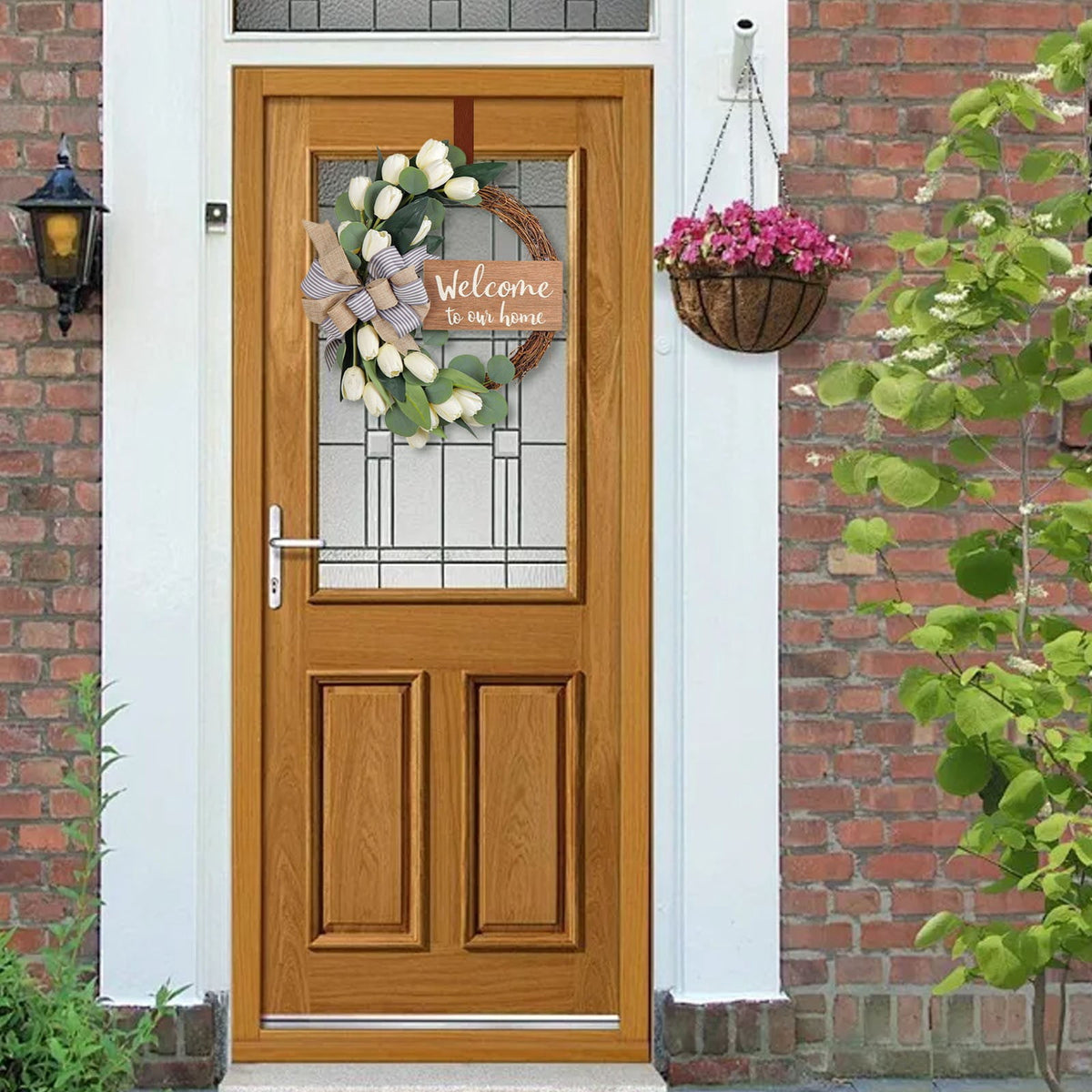 Under $15! Wreaths for front Door Kingtowag Artificial Floral Wreath, Simulation Plant Pastoral Style Door Hanging Decoration Poppy Fruit, Greenery Wreath for Porch, Window, Home, Farmhouse