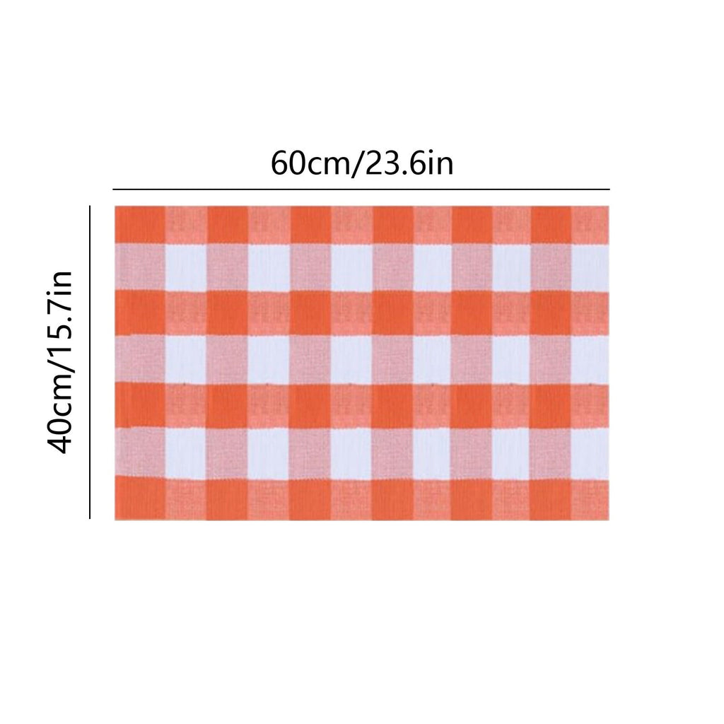 Zhourta Halloween Fall Plaid Outdoor Rug Orange Plaid Outdoor Rug Cotton Hand Woven Check Rug Layered Doormats for Front Door Front Porch Farmhouses Entryway Patio 15.7x23.6 Inch
