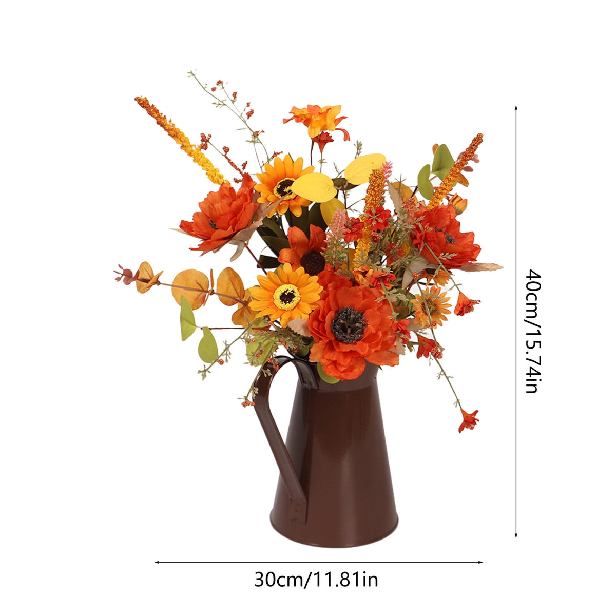 Light Up Sunflower Bouquet Decor - Battery Operated Floral Arrangement Halloween Thanksgiving Table Centerpiece Iron Vase Seasonal Home Gift(A-Not With Lame)