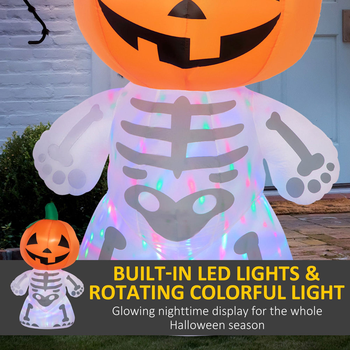 HOMCOM Halloween Inflatable Pumpkin with LED Lights for Garden Indoor Outdoor