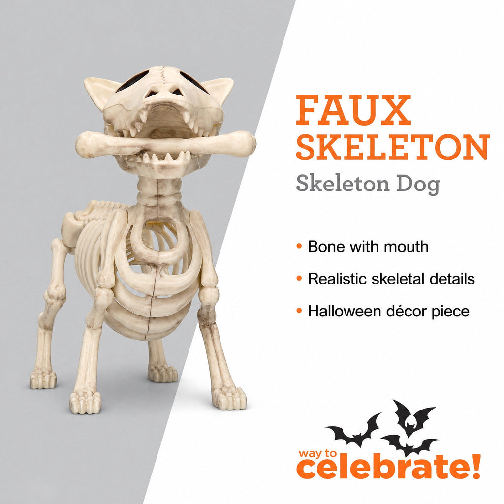 Faux Skeleton Dog Decoration, 9", Halloween by Way To Celebrate