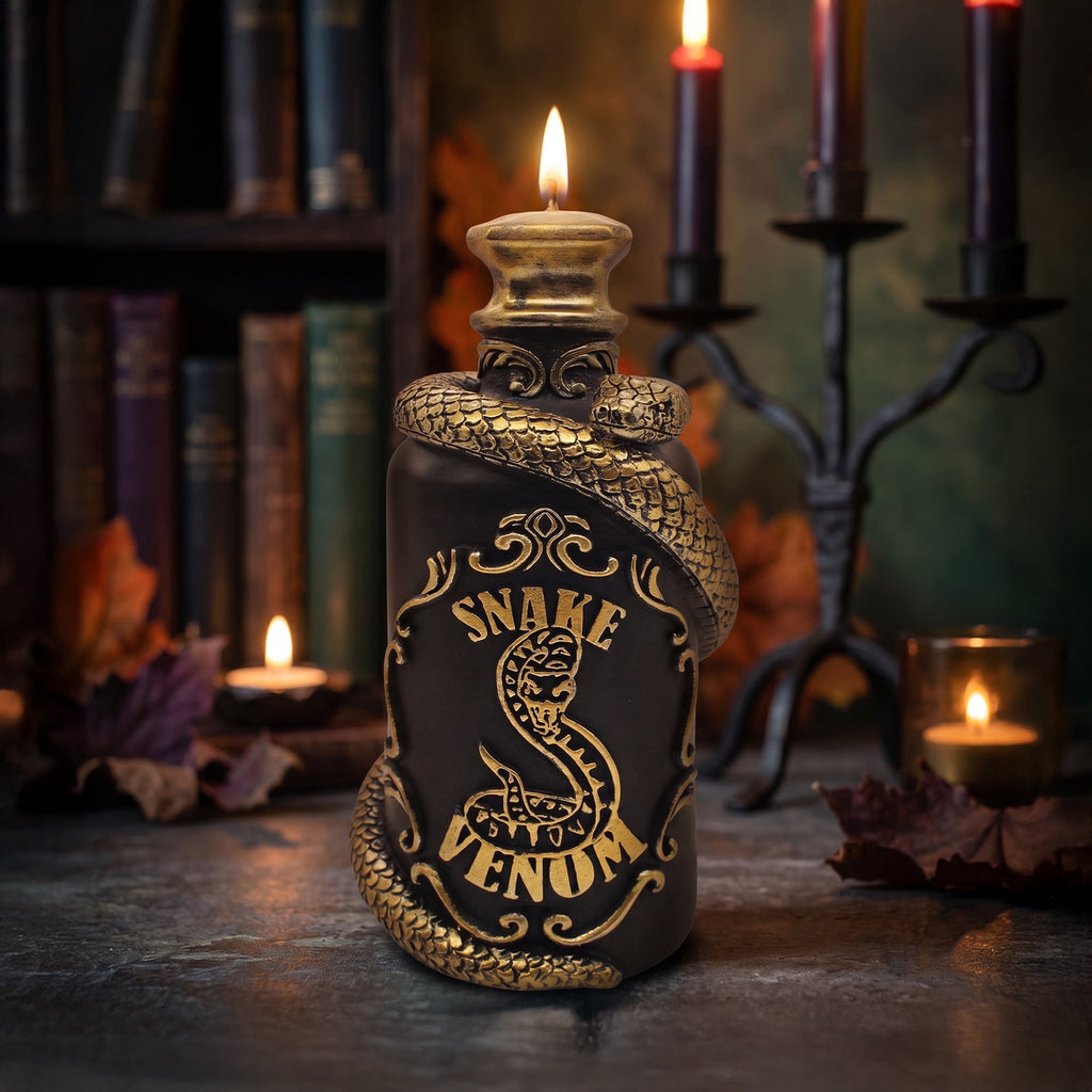 Snake Venom Potion Candle, Black and Gold, 6.7", Halloween by Way To Celebrate