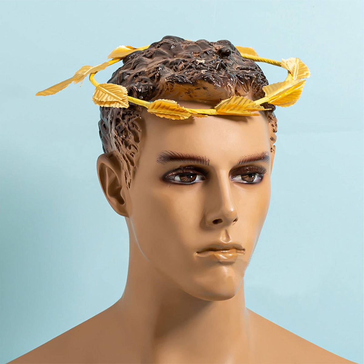 Gold Laurel Crown Wreath, 7'' Artificial Metal Gold Leaf Carnival Halloween Roman Headband Wreath for Halloween Christmas