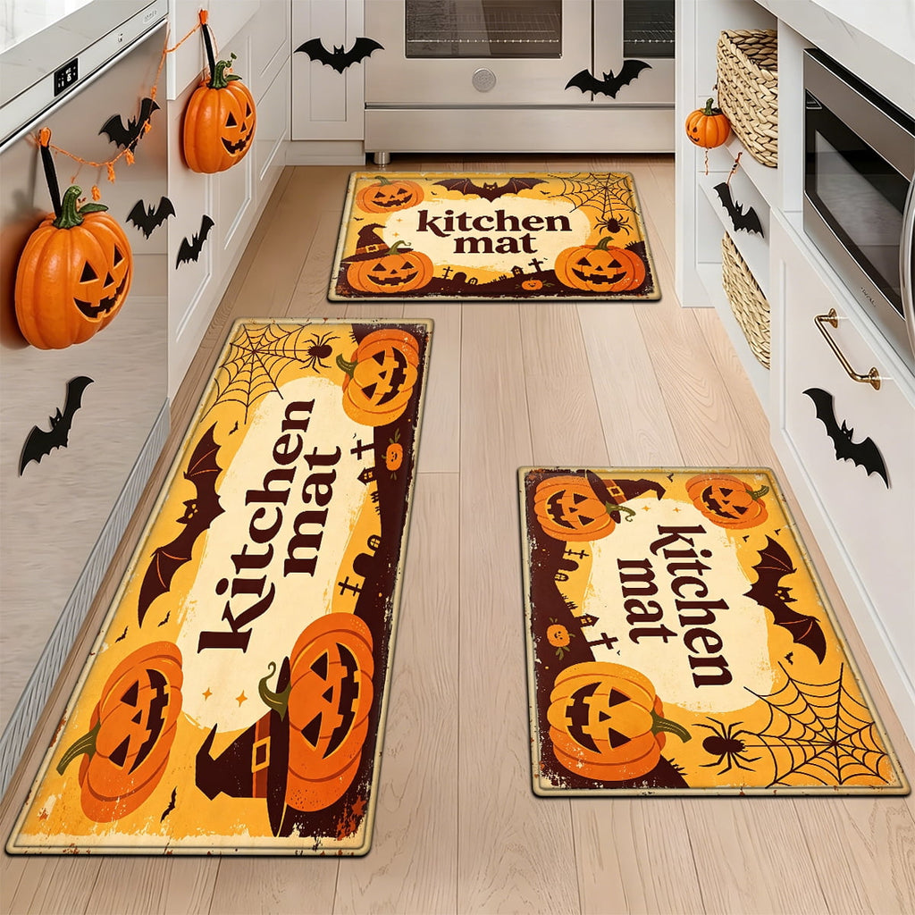 YIMEIS Halloween Orange Pumpkin Lantern Soft Non-slip 1Pc Flannel Mat and Kitchen Rugs,16''x24'',for Bathroom Entryway Bedroom
