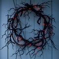 1pc Art Deco Style Halloween Wreath, 16.92-Inch Pre-Lit Black with Glittering Accents, Dead Branches, Festive Fall Home Window Wall Decor for Halloween