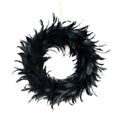2 Pack Black Feather Wreath Halloween Wreath 13.78" Black Natural Cocktail Feather Wreath, Halloween Photo Props, Front Door Decor Witch Spooky Scene Halloween Party Decorations