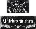 2 Pack Halloween Kitchen Mats Witches Rugs Gothic Kitchen Decor Farmhouse Halloween Doormat Outdoor Vintage Non-Slip Floor Mats Retro Halloween Rugs Decor for Home Kitchen Party (Gothic)