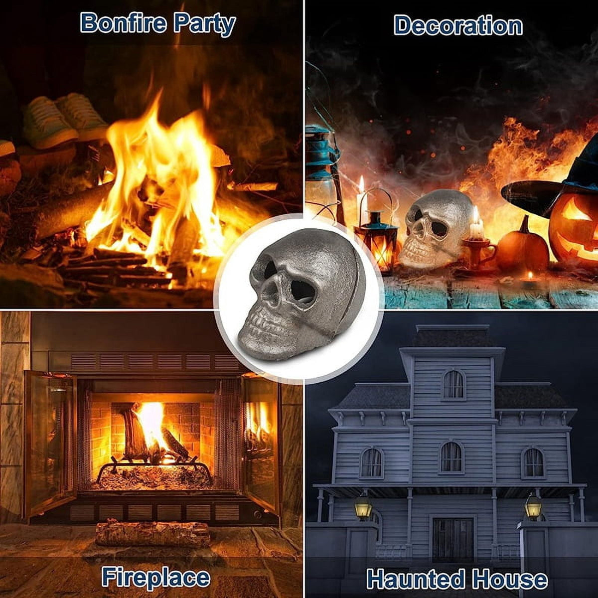 3PCS Lava Skull Rocks Skull for Fire Pit Skeleton Fire Pit Heads Halloween Skull Shaped Fire Stones