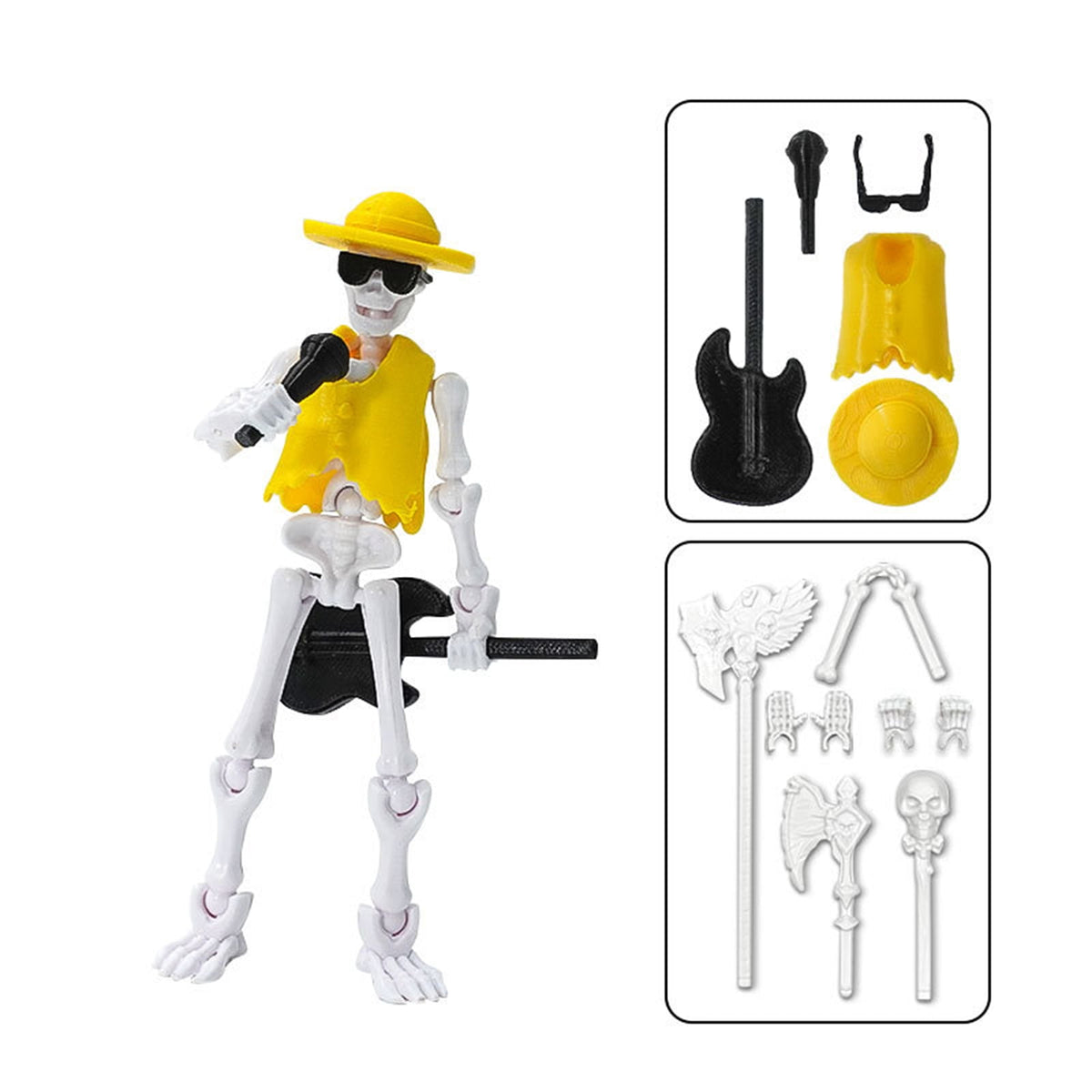 Joint Human Skeleton Doll Trick Toy Creative Ornaments Assembly Toy Movable Doll With Multiple Weapons For Desk Backpack Decoration Stress Relief Sketching Practice Festival