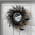 21.6" Illuminated Halloween Garland Wreath for Front Door Decor Lit Garland Black Bat Garland