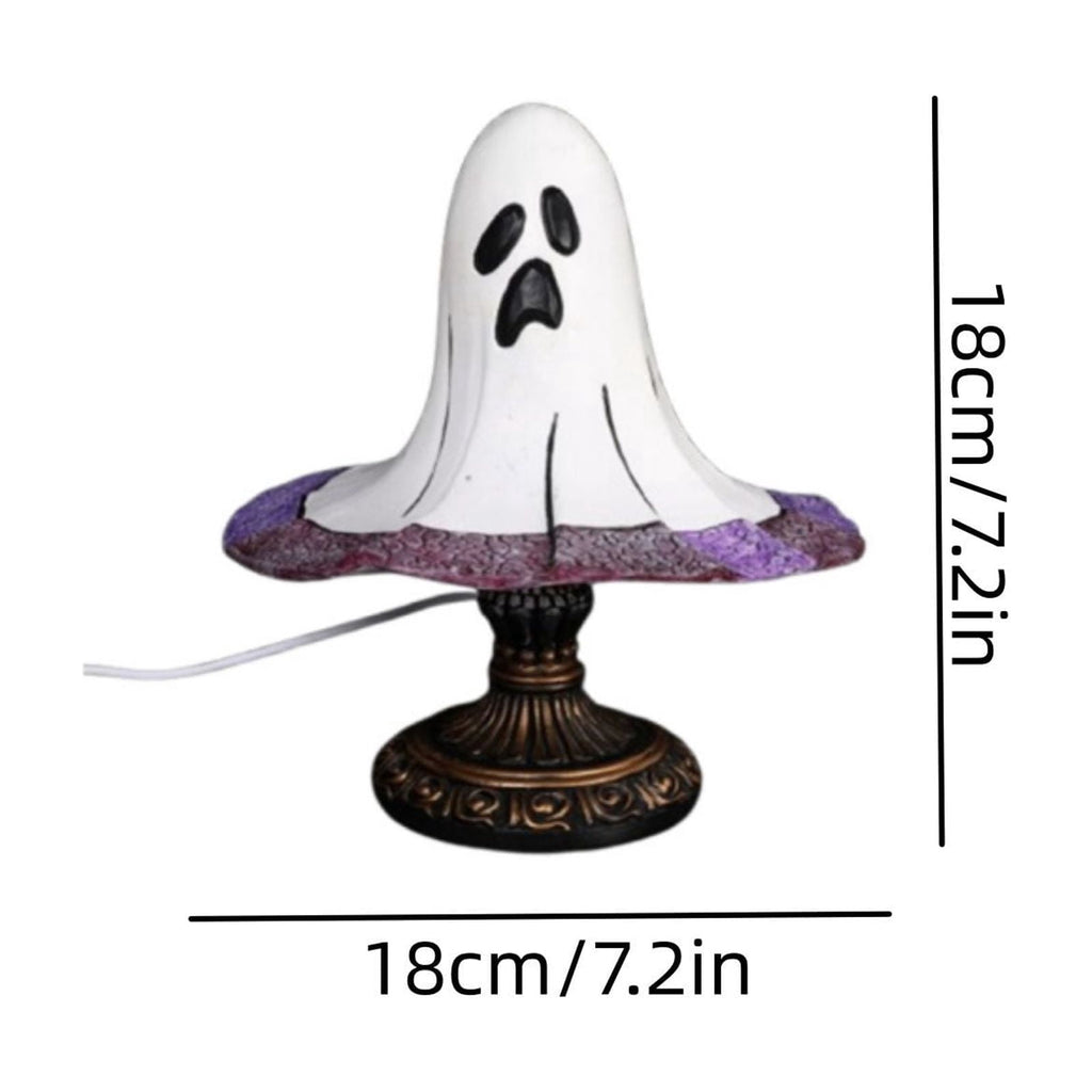 BZPIZ Witch Hat Lamp Handcrafted Retro Resin Stained Witch Hat Desk Lamp Halloween Home Decor Gothic Wizard Hats Night Light for Bedroom & Bookshelf