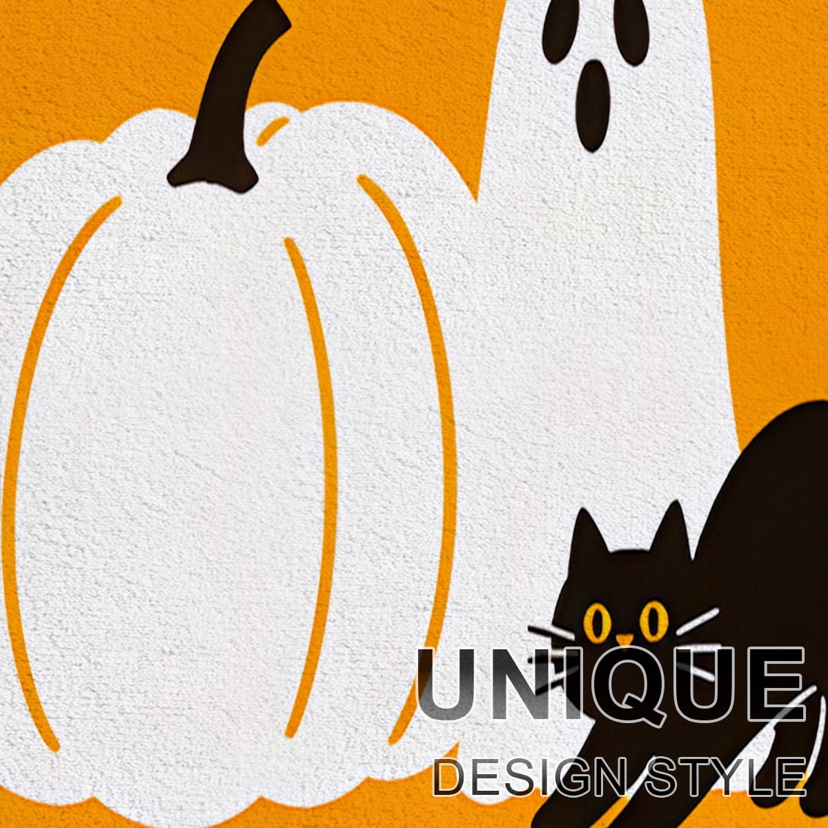 YIMEIS Halloween Orange Ghost Pumpkin Black Cat 1Pc Flannel Mat & Kitchen Rugs,Soft Non-slip,16''×24'' Inches,for Entryway Bathroom