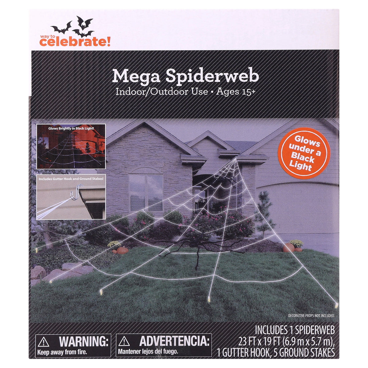 Mega Spiderweb Decoration, White, 23' x 19', Halloween by Way To Celebrate