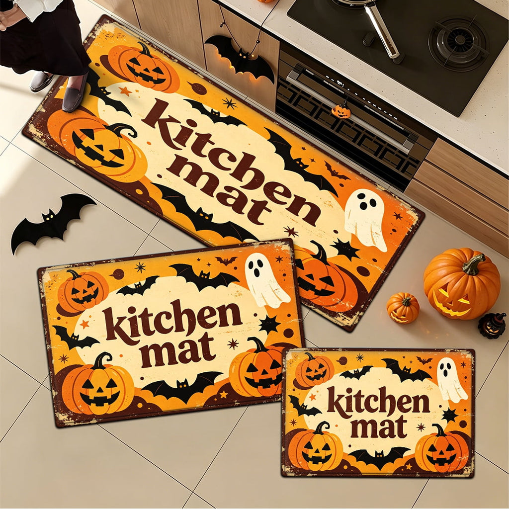 YIMEIS Halloween Orange Pumpkin Lantern Soft Non-slip 1Pc Flannel Mat and Kitchen Rugs,16''x24'',for Bathroom Entryway Bedroom