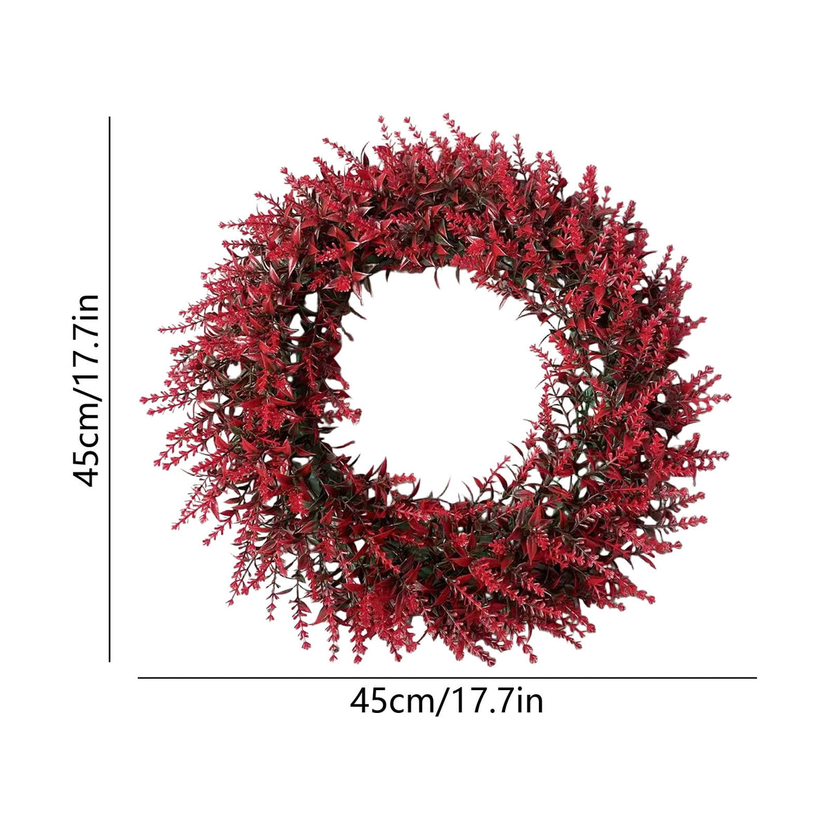 18 Inch Fall Wreath for Front Door, Artificial Red Wheat Wreath with Berries and Leaves, Thanksgiving Halloween Decor for Porch Wall Mantel
