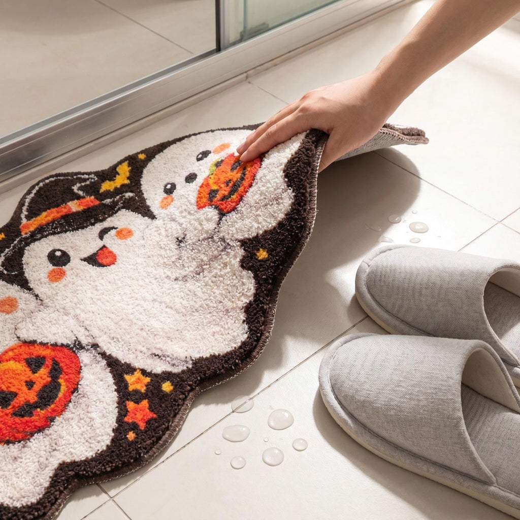 Yhmxh Halloween Bathroom Rugs, Halloween Pumpkin Bath Mats, Farmhouse Halloween Rugs for Bathroom Decorations for The Home, Holiday Cute Pumpkin Decor Non-Slip 15.7x23.6 Inches