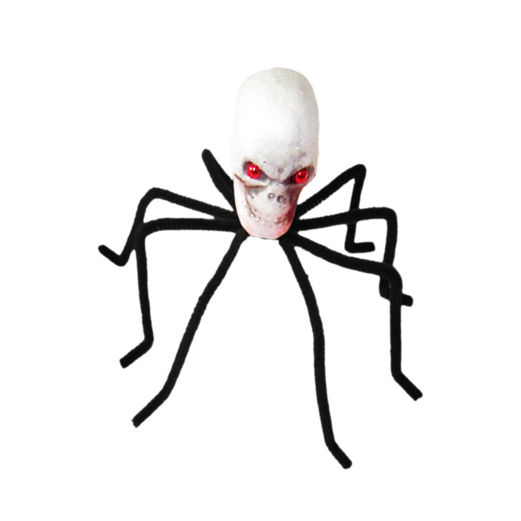 Halloween Skull Head Spider Decoration 11.81inch Creepy Skeleton Spider Decoration with Crossed Bones ABS Plastic Indoor Outdoor Party Layout Supply for Spooky Scene Decor
