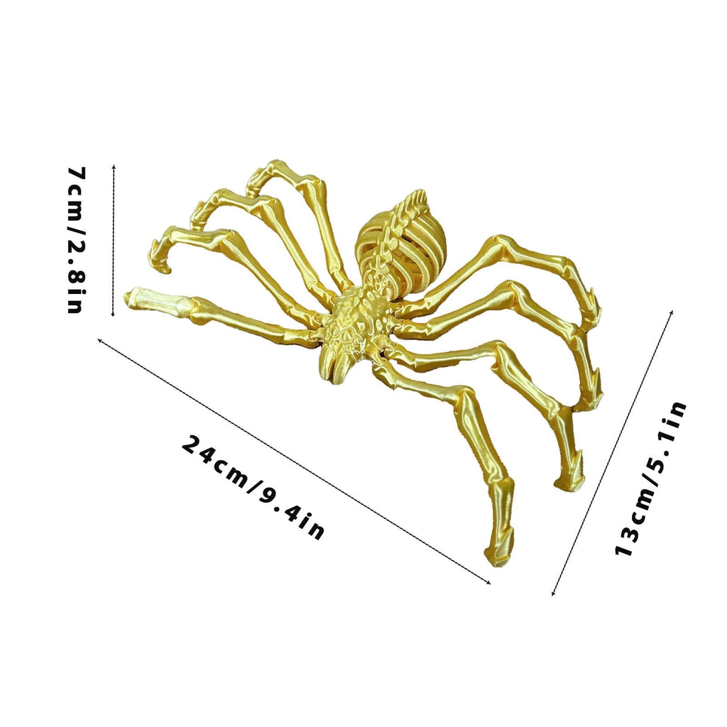 3D Printed Hell Skeleton Wolf Spider, Movable Contraction Spider Toy Ornament, Halloween Spider Decorations, Desktop 3D Printed Wolf Spider Toy for Halloween Decor