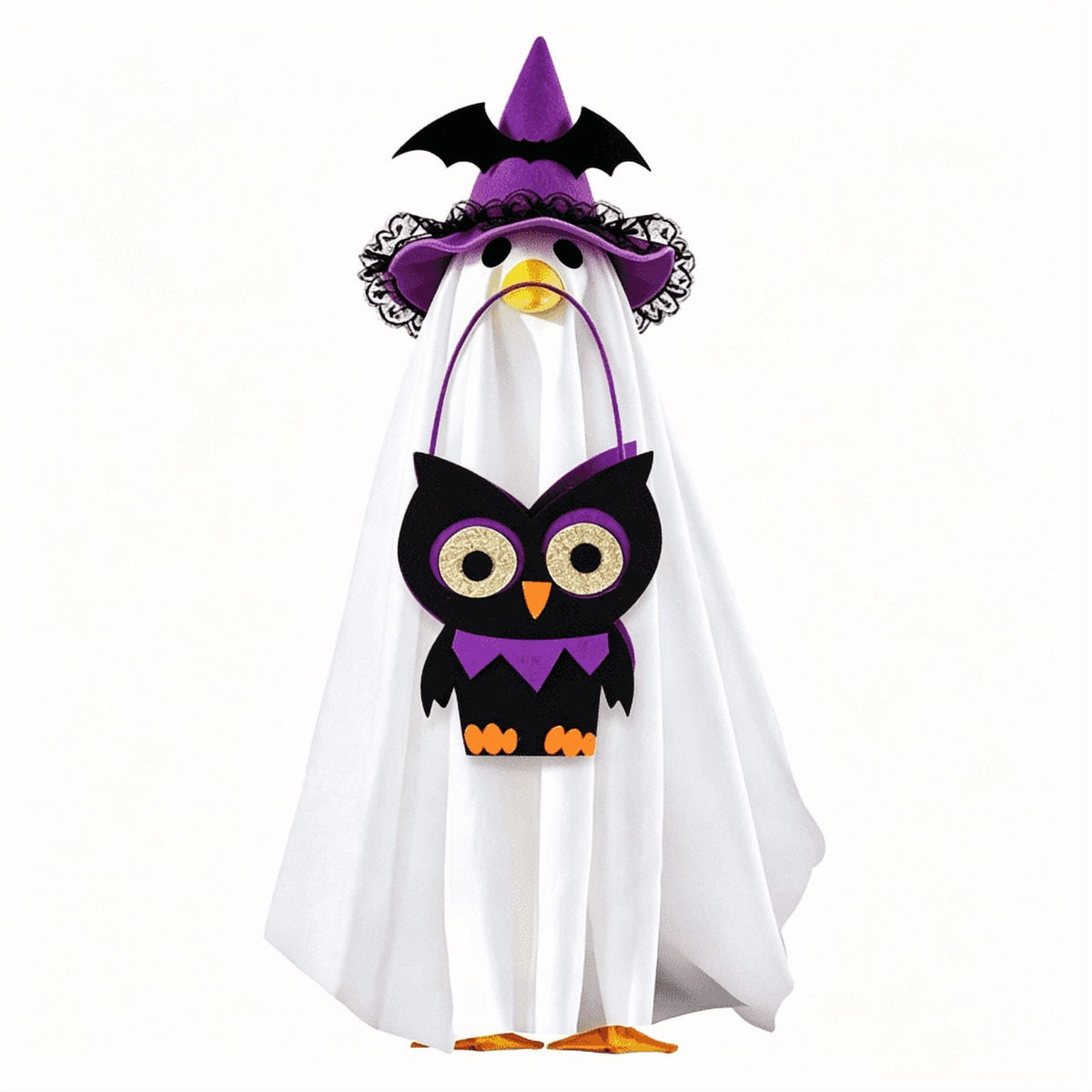 Halloween Garden Porch Decor, Porch Goose Outfits Halloween, 23 Inch Porch Goose Outfits, Witch Dress and Hat Set, Fits 23X11X26 Inch Standing Plush Goose for Front Porch Lawn