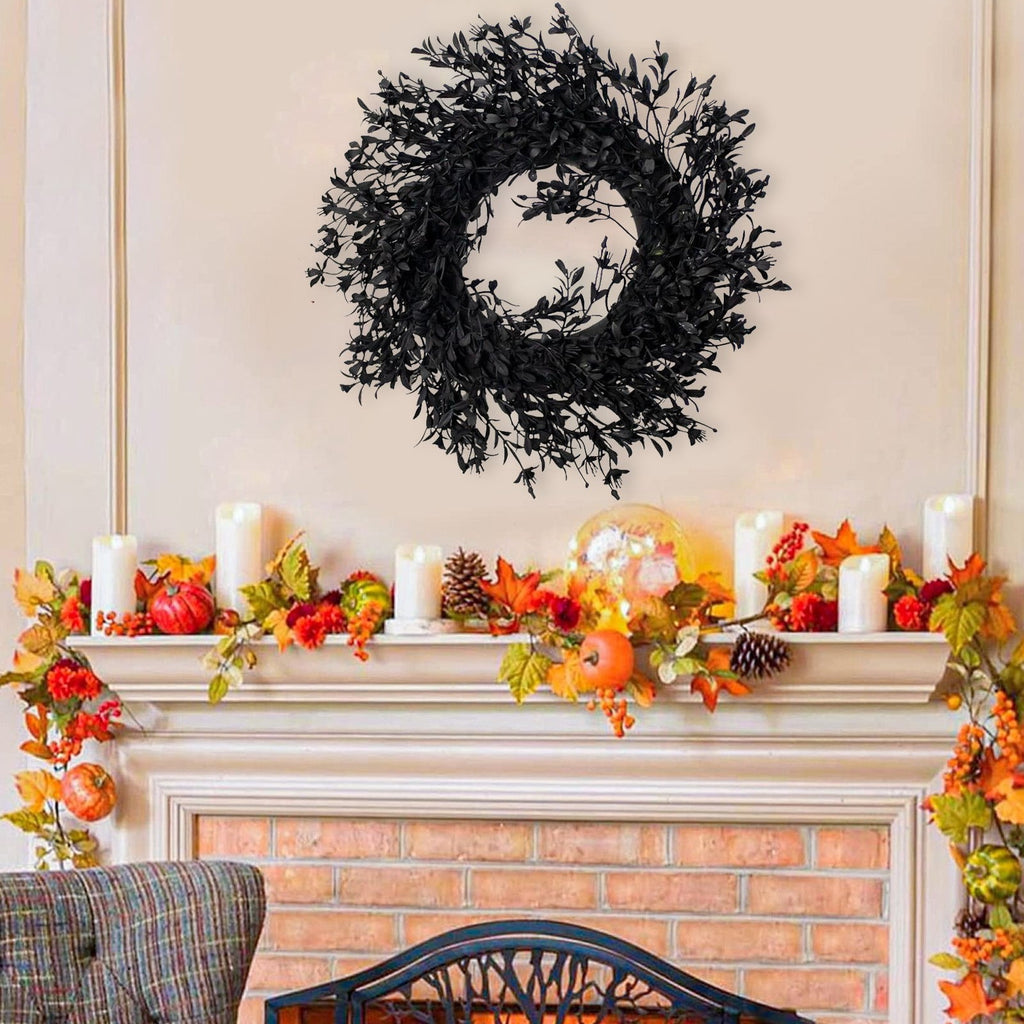 Fall Wreaths for Front Door - Autumn Artificial Flowers Leaves Wreath for Porch, Window,Farmhouse,Home,Holiday,Hanging Halloween Decorations