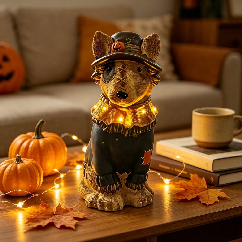 2026 New Halloween Light‑Up French Bulldog Figurine, Shark Outfit Dog Statue with Glowing Pumpkin, Waterproof Resin Table Holiday Decorations, Cute Spooky Halloween Decorations for Porch Yard Home