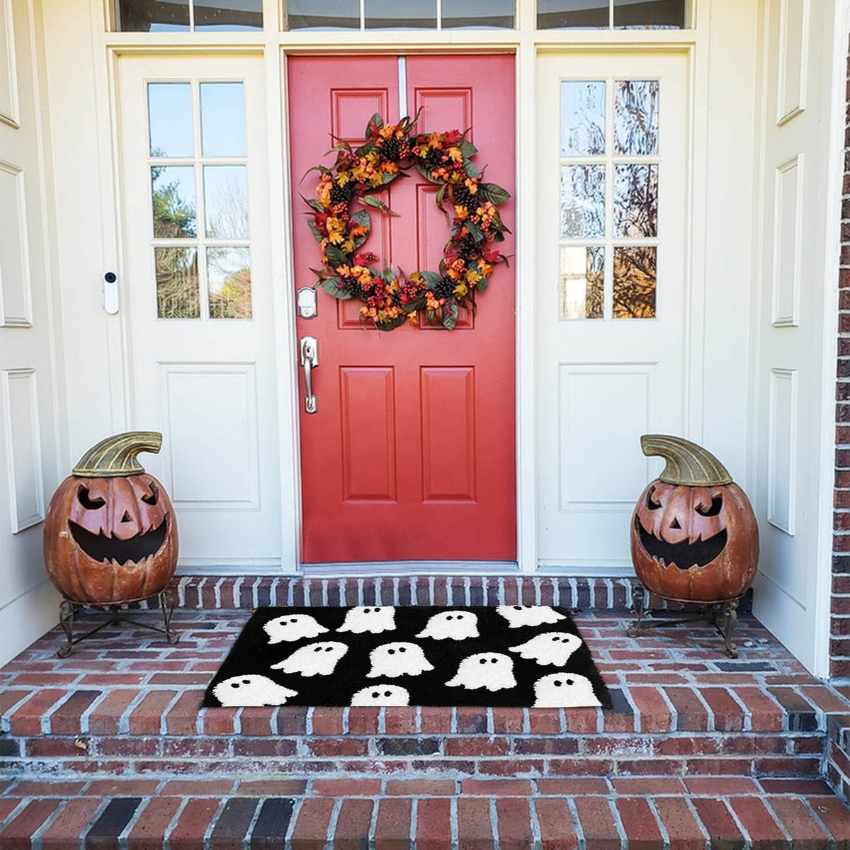 HHBEAUTY Black Ghost Bath Mat Soft Halloween Bathroom Rug Non Slip Cute Spooky Ghost Bathroom Decoration Shaggy Plush Microfiber Rug Halloween Decor for Home Bedroom Shower Floor, 15.75 x 23.62"