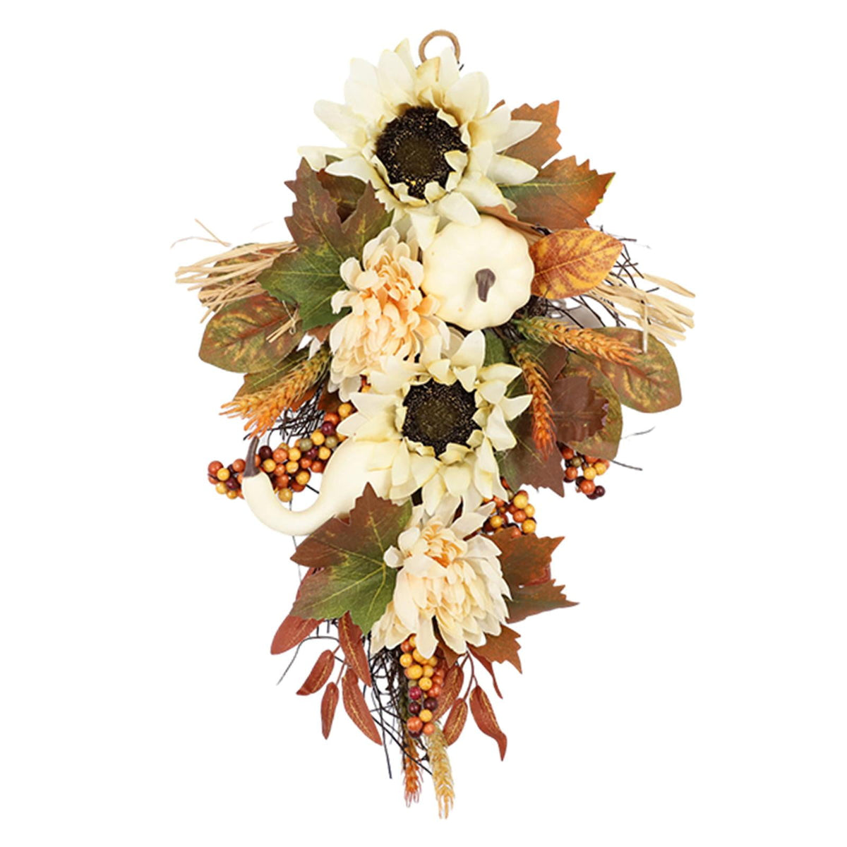 Artificial Wall Swag Fall Harvest Swag Wreath Ornaments Teardrop Wreath Garland for Porch Eaves Stairs Outdoor and Indoor Festivals Window 50cm