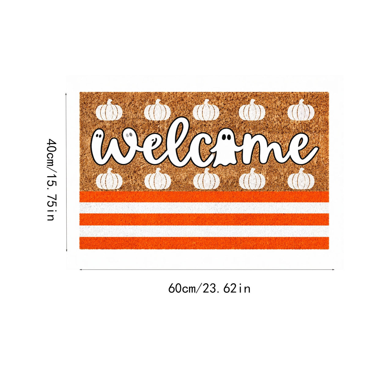 Fllostpr Halloween Pumpkin & Crow Welcome Doormat for Front Door, Non-Slip Vintage Brown Coir Floor Mat for Outdoor Porch Entryway Decor,16x24 Inch