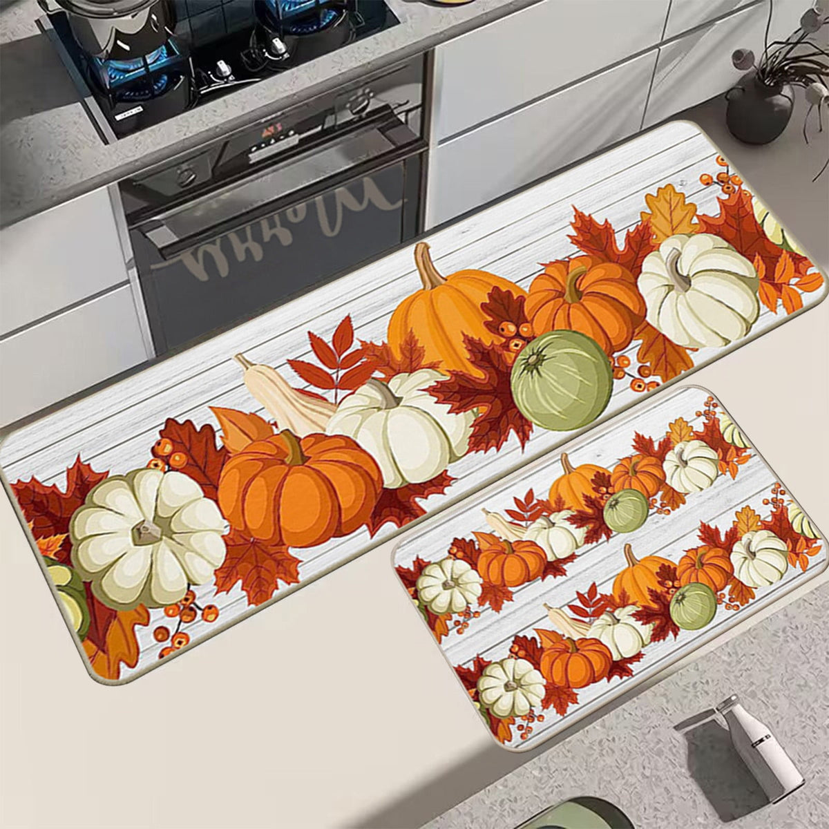 Zhourta Halloween Fall Plaid Outdoor Rug Orange Plaid Outdoor Rug Cotton Hand Woven Check Rug Layered Doormats for Front Door Front Porch Farmhouses Entryway Patio 15.7x23.6 Inch